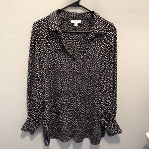 Topshop animal dot oversized button up shirt.